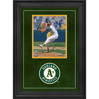 Dennis Eckersley Oakland Athletics Autographed Deluxe Framed 8" x 10" Pitching with Glove Forward Photograph with "HOF 04" Inscription