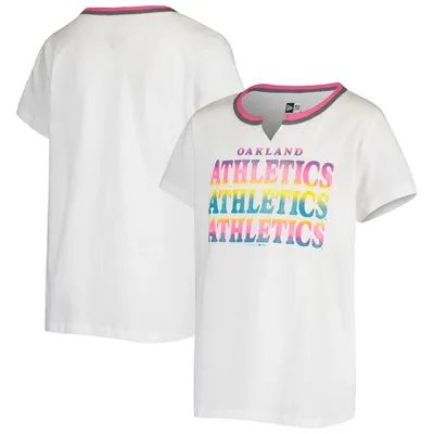 Houston Astros New Era Girls Youth Pinstripe V-Neck T-Shirt - White