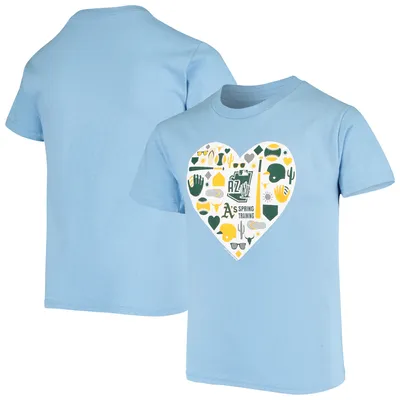 Oakland Athletics Soft as a Grape Girls Youth Spring Training Heart All Things T-Shirt - Blue