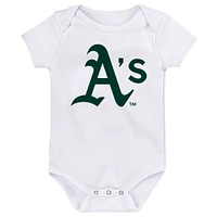 Ensemble de trois bodies pour bébé, couleur or/vert/blanc, joueur ligue mineure des Oakland Athletics