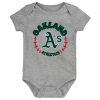 Infant Gold/White/Heather Gray Oakland Athletics Biggest Little Fan 3-Pack Bodysuit Set