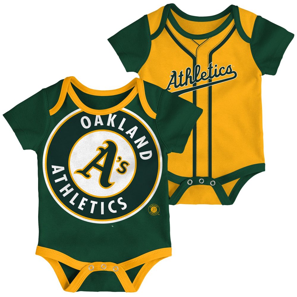 Infant Green/Gold Oakland Athletics Double 2-Pack Bodysuit Set