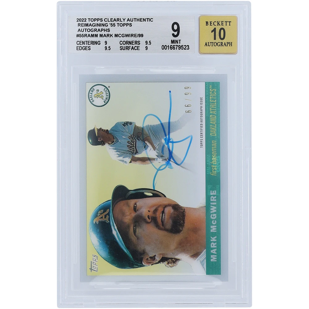 Mark McGwire Oakland Athletics Autographed 2022 Topps Clearly Authentic #55RA-MM #66/99 BGS Authenticated 9/10 Card 