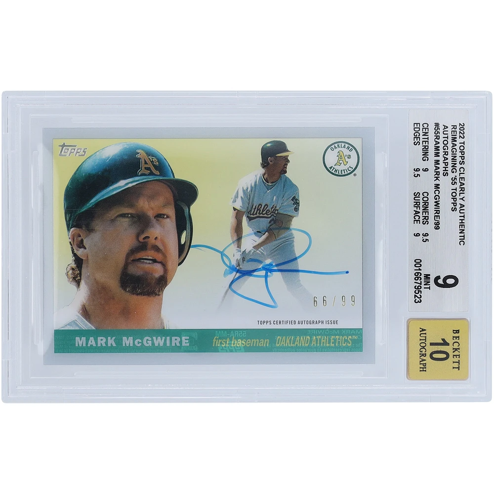 Mark McGwire Oakland Athletics Autographed 2022 Topps Clearly Authentic #55RA-MM #66/99 BGS Authenticated 9/10 Card 