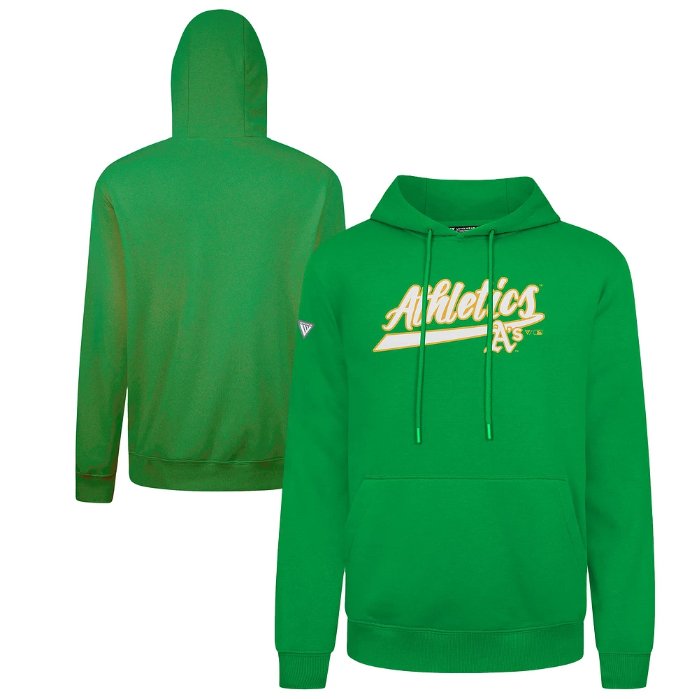 Men's Levelwear Green Oakland Athletics Podium Fleece Pullover Hoodie