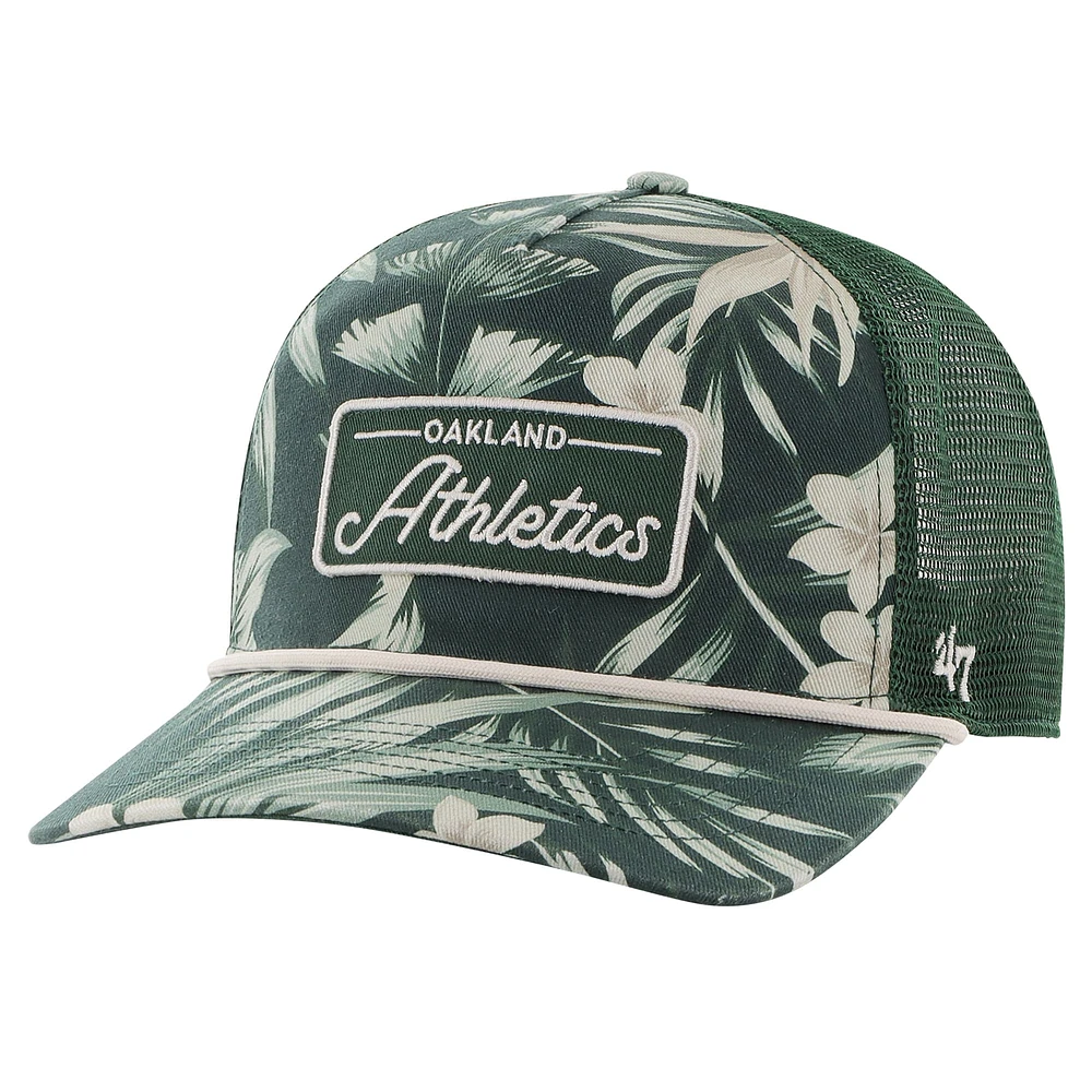 Casquette ajustable Tropicalia Trucker Hitch pour homme, modèle 47, vert, Oakland Athletics