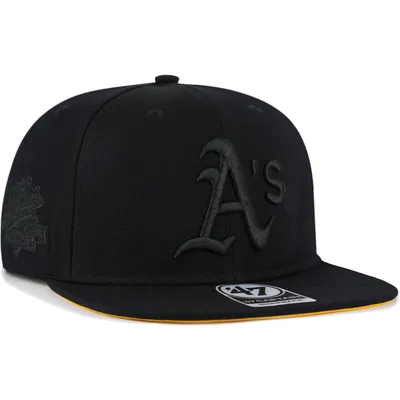 Oakland Athletics '47 Black on Black Sure Shot Captain Snapback Hat