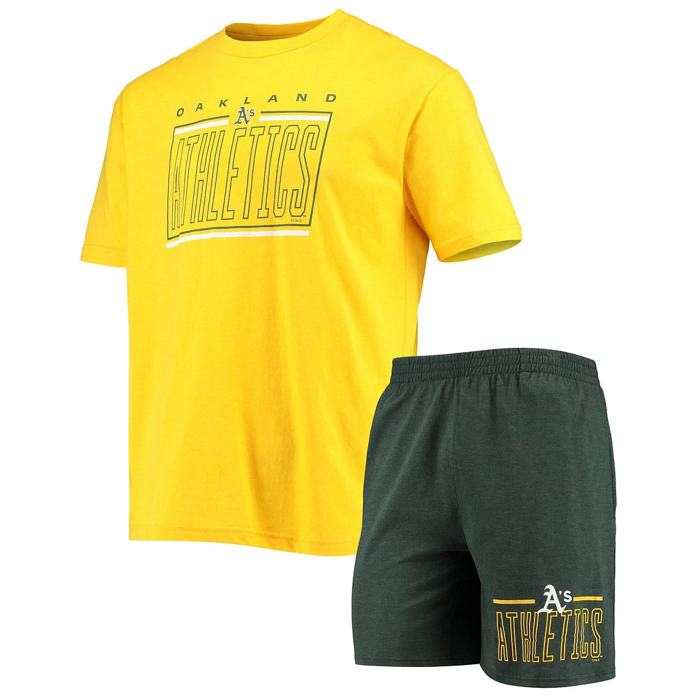 Men's Concepts Sport Green/Gold Oakland Athletics Meter T-Shirt and Shorts Sleep Set