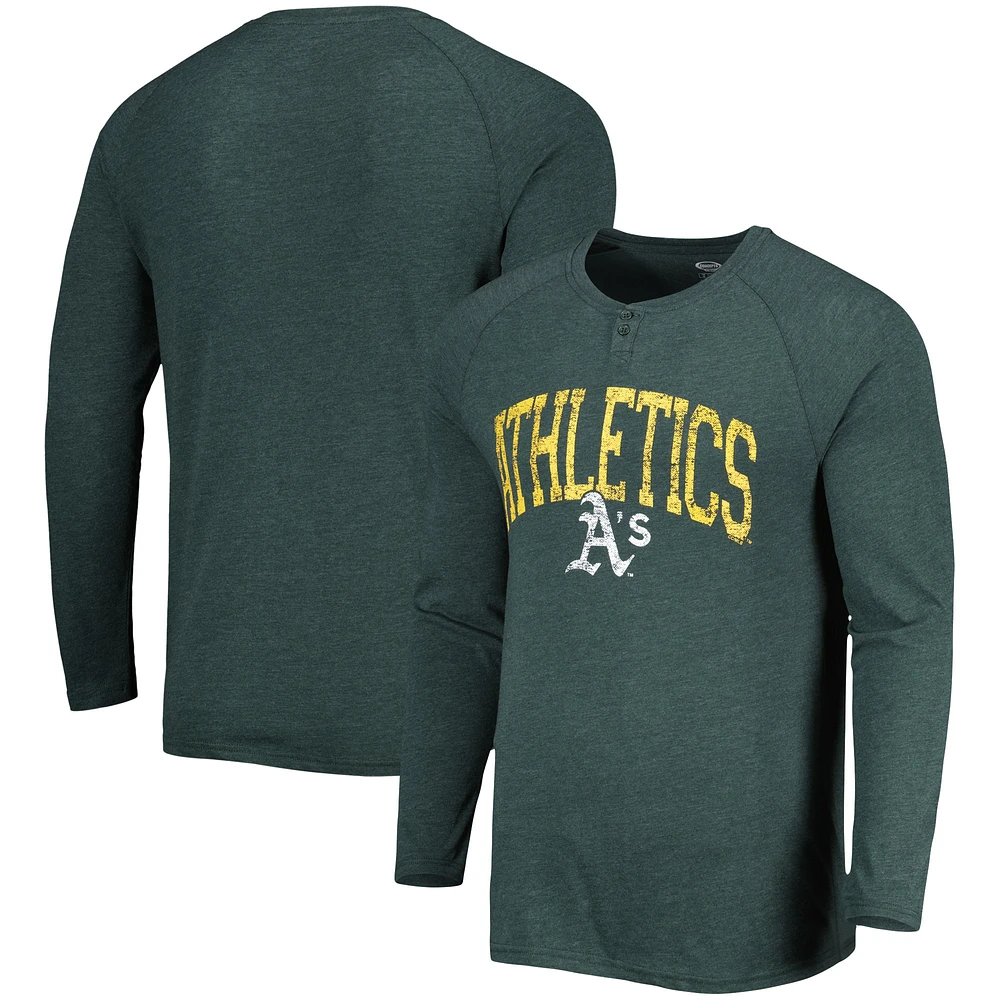 Men's Concepts Sport Green Athletics Inertia Raglan Long Sleeve Henley T-Shirt