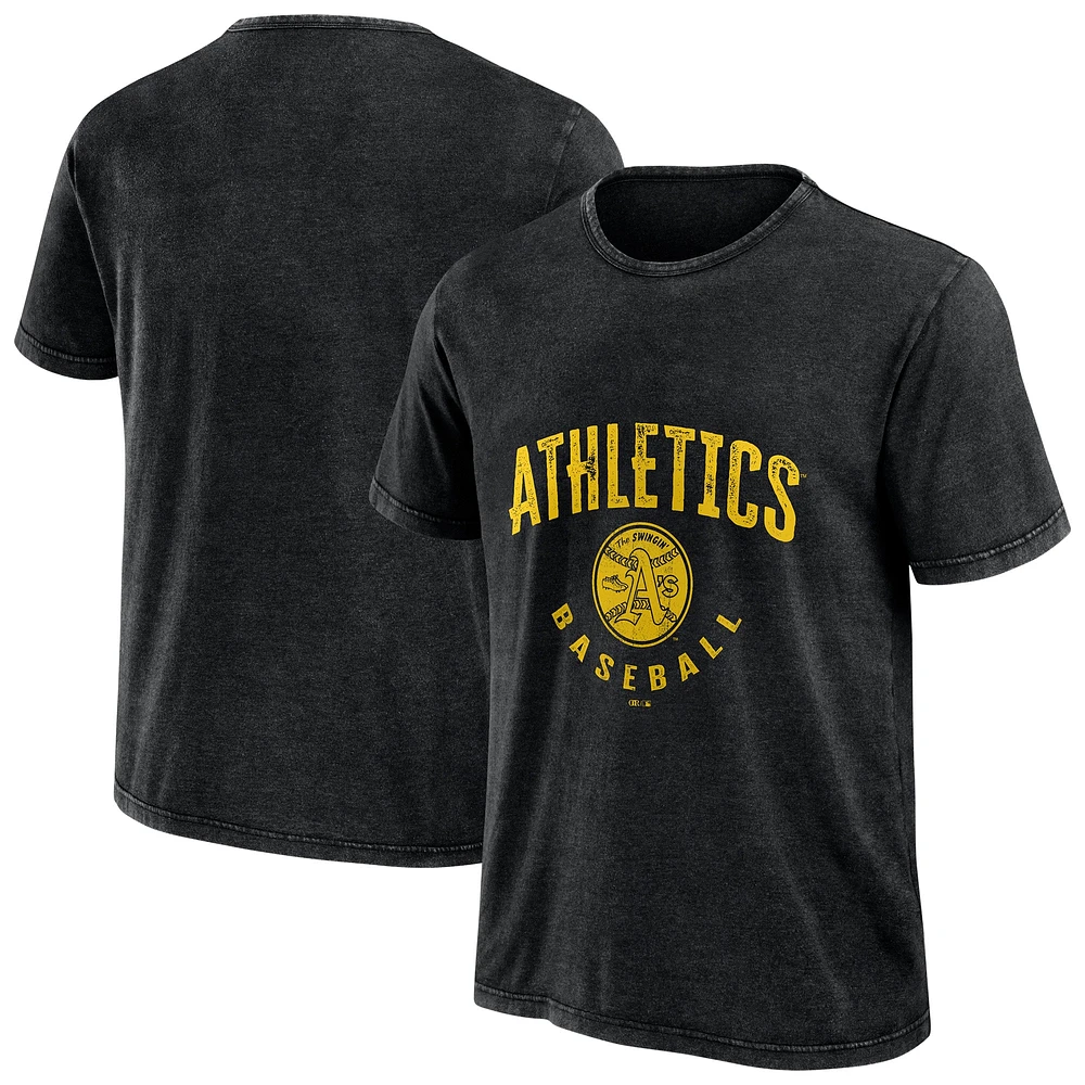 T-shirt délavé pour homme de la collection Darius Rucker Fanatics, noir, Oakland Athletics, Cooperstown