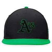 Casquette snapback Lucky Fanatics noire/verte Kelly pour homme des Oakland Athletics