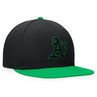 Casquette snapback Lucky Fanatics noire/verte Kelly pour homme des Oakland Athletics