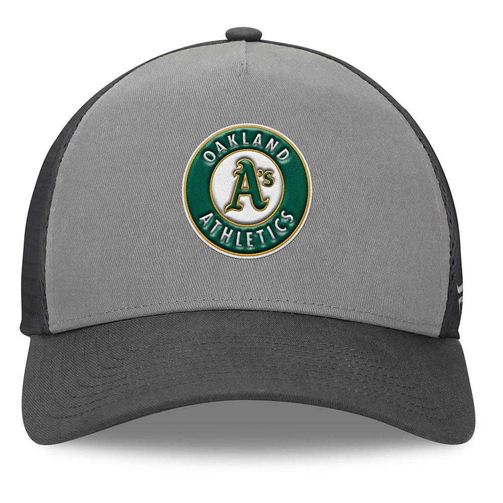 Men's Fanatics Gray/Graphite Oakland Athletics A-Frame Trucker Adjustable Hat