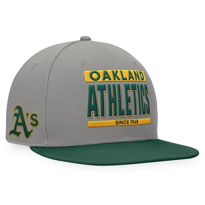 Casquette Snapback bicolore gris/vert Oakland Athletics Line Drive pour homme Fanatics