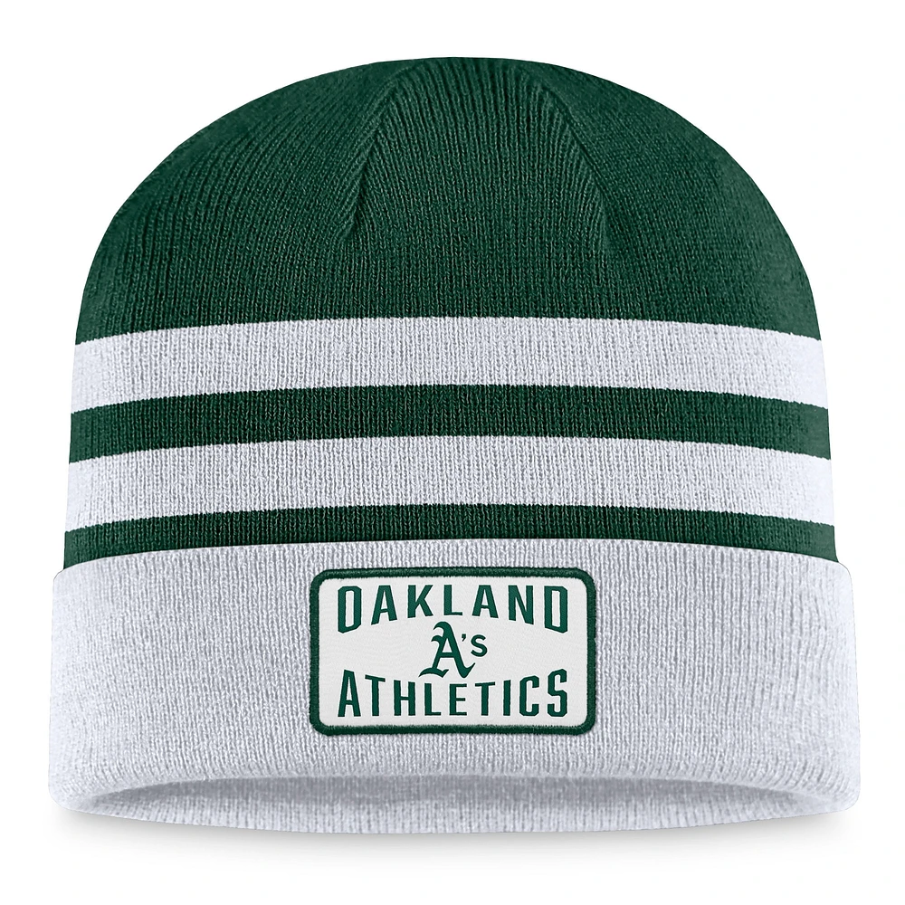 Bonnet en tricot à revers Fanatics gris pour hommes des Oakland Athletics