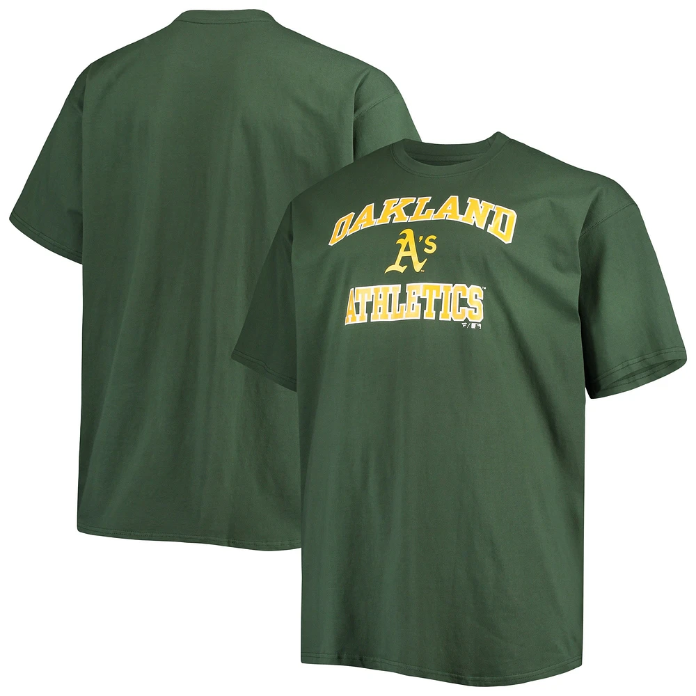 T-shirt Fanatics pour homme, vert, motif cœur grand et grand, Oakland Athletics