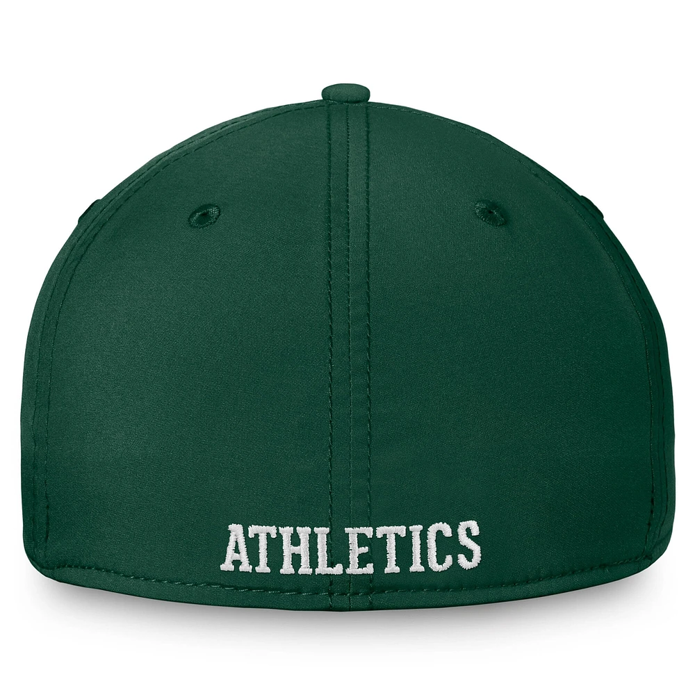 Casquette Fanatics verte pour homme, collection Cooperstown, Oakland Athletics, Core Flex