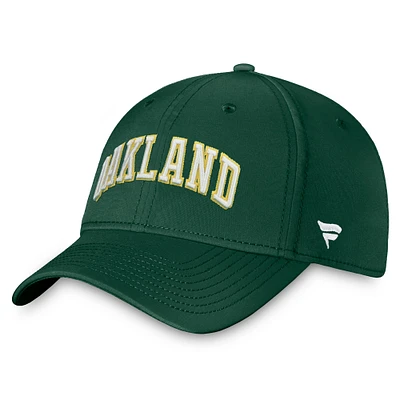 Casquette Fanatics verte pour homme, collection Cooperstown, Oakland Athletics, Core Flex