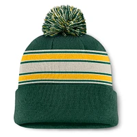 Bonnet en tricot à revers avec pompon et patch Fundamental Oakland Athletics vert Fanatics pour homme