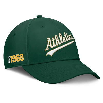 Casquette Fanatics verte pour homme Oakland Athletics Fundamental Tag Flex