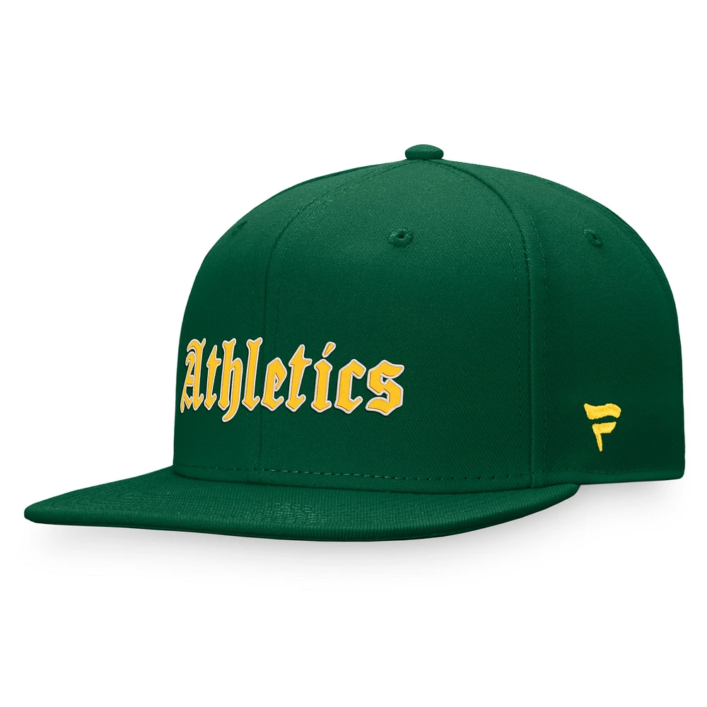 Casquette ajustée à inscription gothique verte Oakland Athletics Fanatics pour hommes