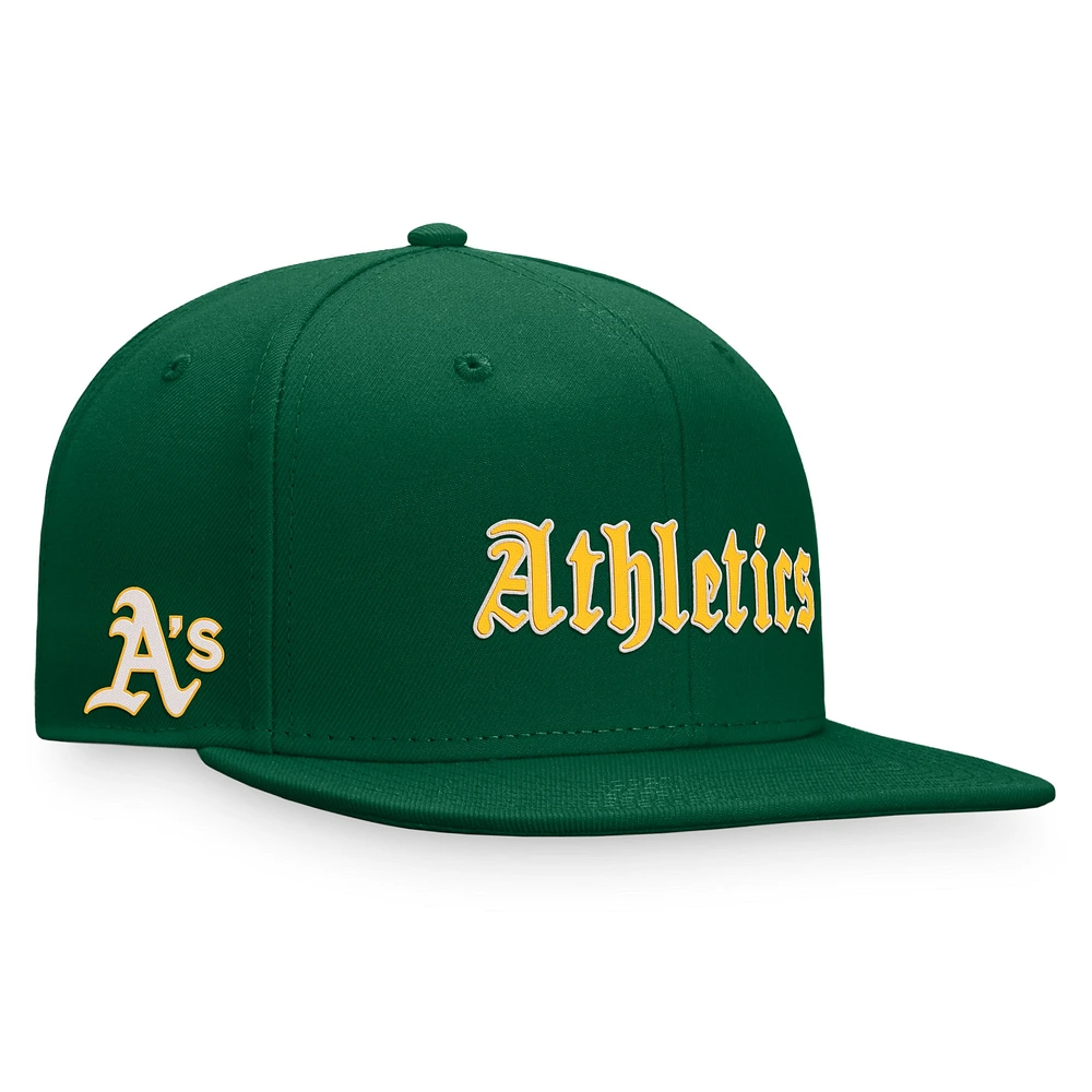 Casquette ajustée à inscription gothique verte Oakland Athletics Fanatics pour hommes