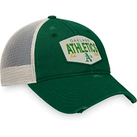 Casquette ajustable de camionneur à patch Oakland Athletics verte Fanatics pour hommes