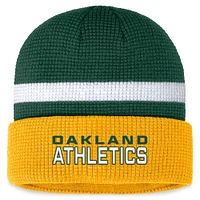 Bonnet en tricot gaufré à revers vert Oakland Athletics Fanatics pour hommes