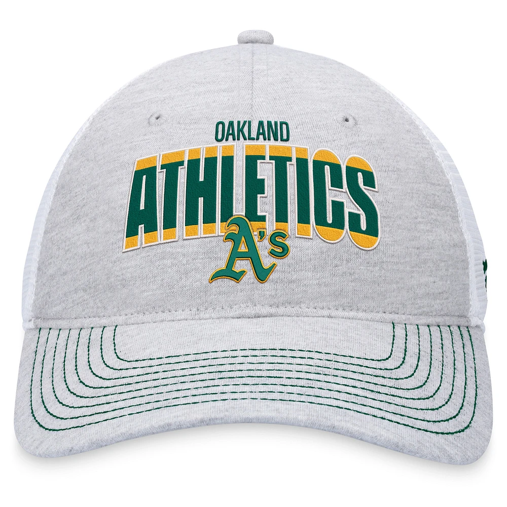 Men's Fanatics Heather Gray/White Oakland Athletics Logo Trucker Adjustable Hat