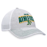 Men's Fanatics Heather Gray/White Oakland Athletics Logo Trucker Adjustable Hat