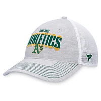 Men's Fanatics Heather Gray/White Oakland Athletics Logo Trucker Adjustable Hat