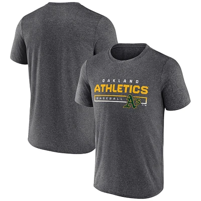 T-shirt synthétique durable Oakland Athletics Fanatics Heathered Anthracite pour homme