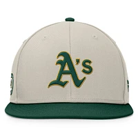 Casquette Snapback bicolore kaki/verte Fanatics pour homme des Oakland Athletics