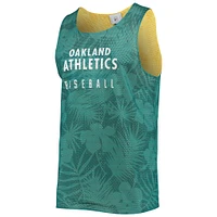 Débardeur réversible en maille florale FOCO vert/doré pour homme des Oakland Athletics