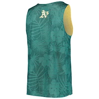 Débardeur réversible en maille florale FOCO vert/doré pour homme des Oakland Athletics