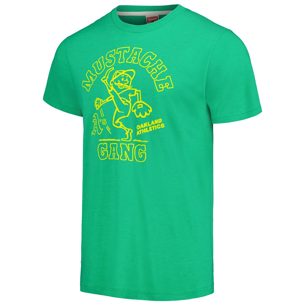 Men's Homage Green Oakland Athletics Doodle Collection Mustache Gang Tri-Blend T-Shirt