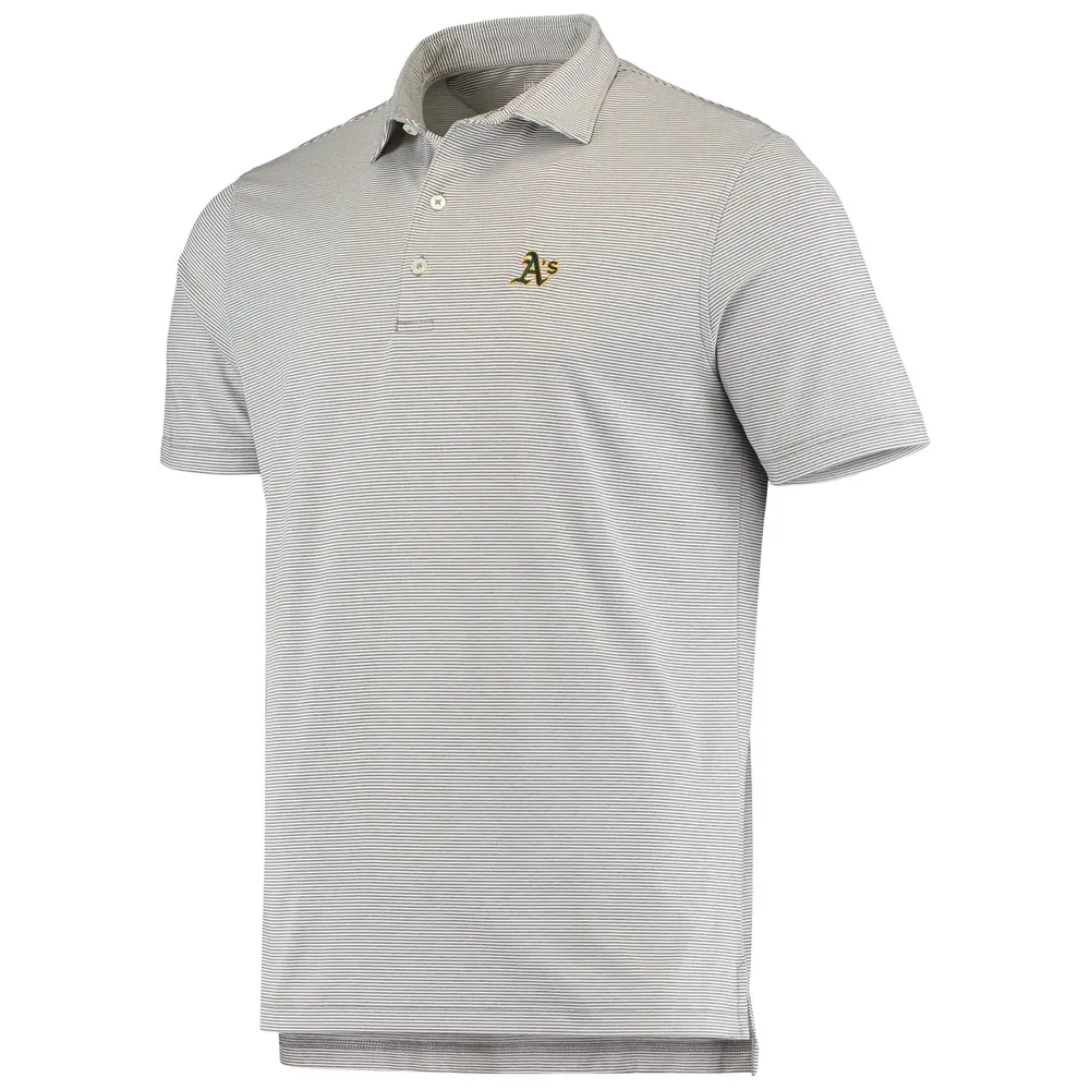 Men's Oakland Athletics johnnie-O Gray Striped PREP-Performance Polo