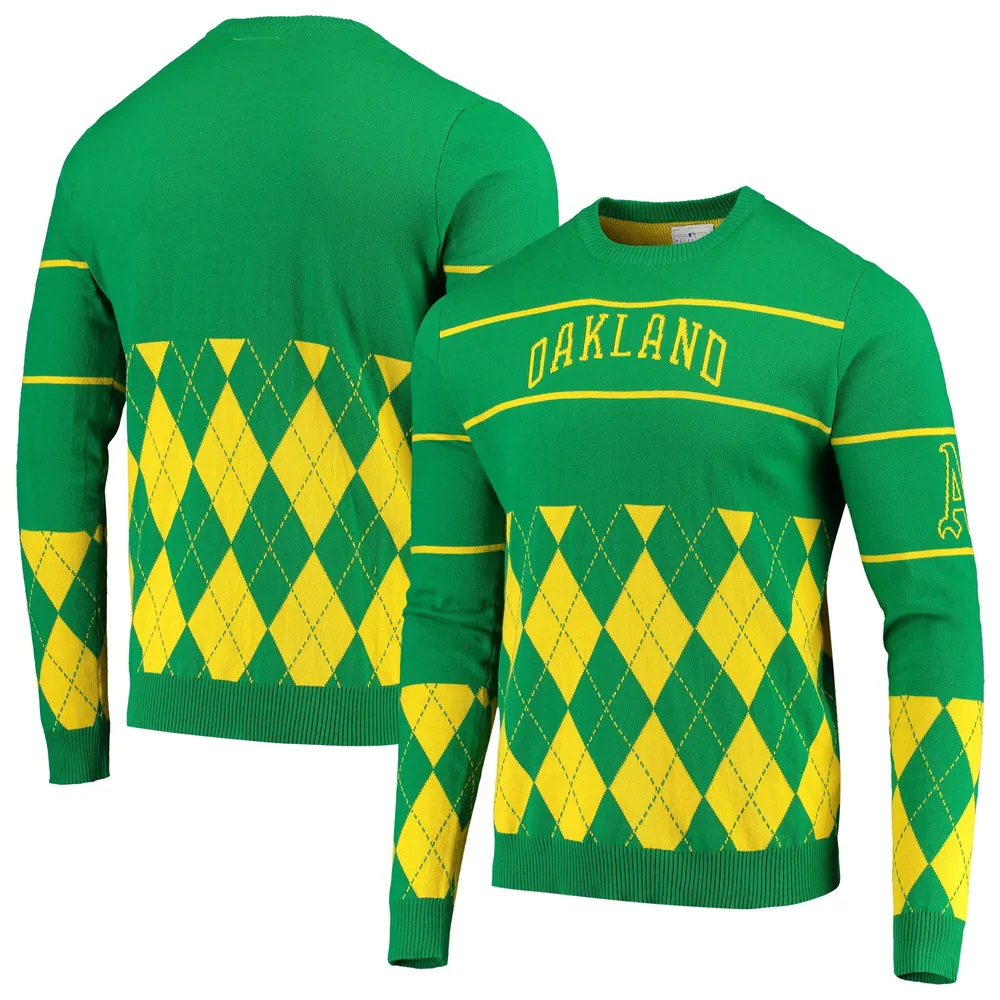 Lids Oakland Athletics Retro Stripe Pullover Sweater - Kelly Green