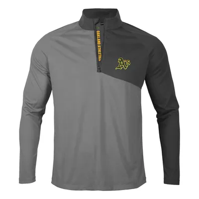 Oakland Athletics Levelwear Pinnacle Quarter-Zip Pullover Top - Gray/Charcoal