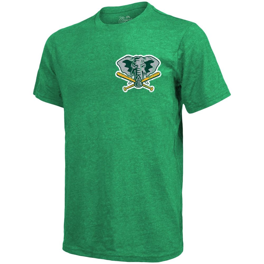 Majestic Threads Men's Majestic Threads Green Oakland Athletics Throwback  Logo Tri-Blend T-Shirt