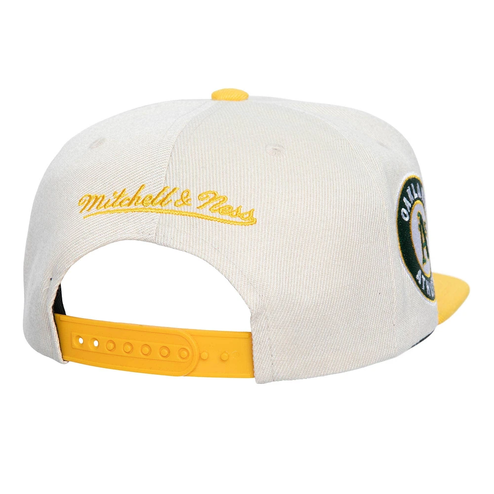 Casquette snapback Speed ​​Zone de la collection Cooperstown des Oakland Athletics de Mitchell & Ness pour homme, couleur crème