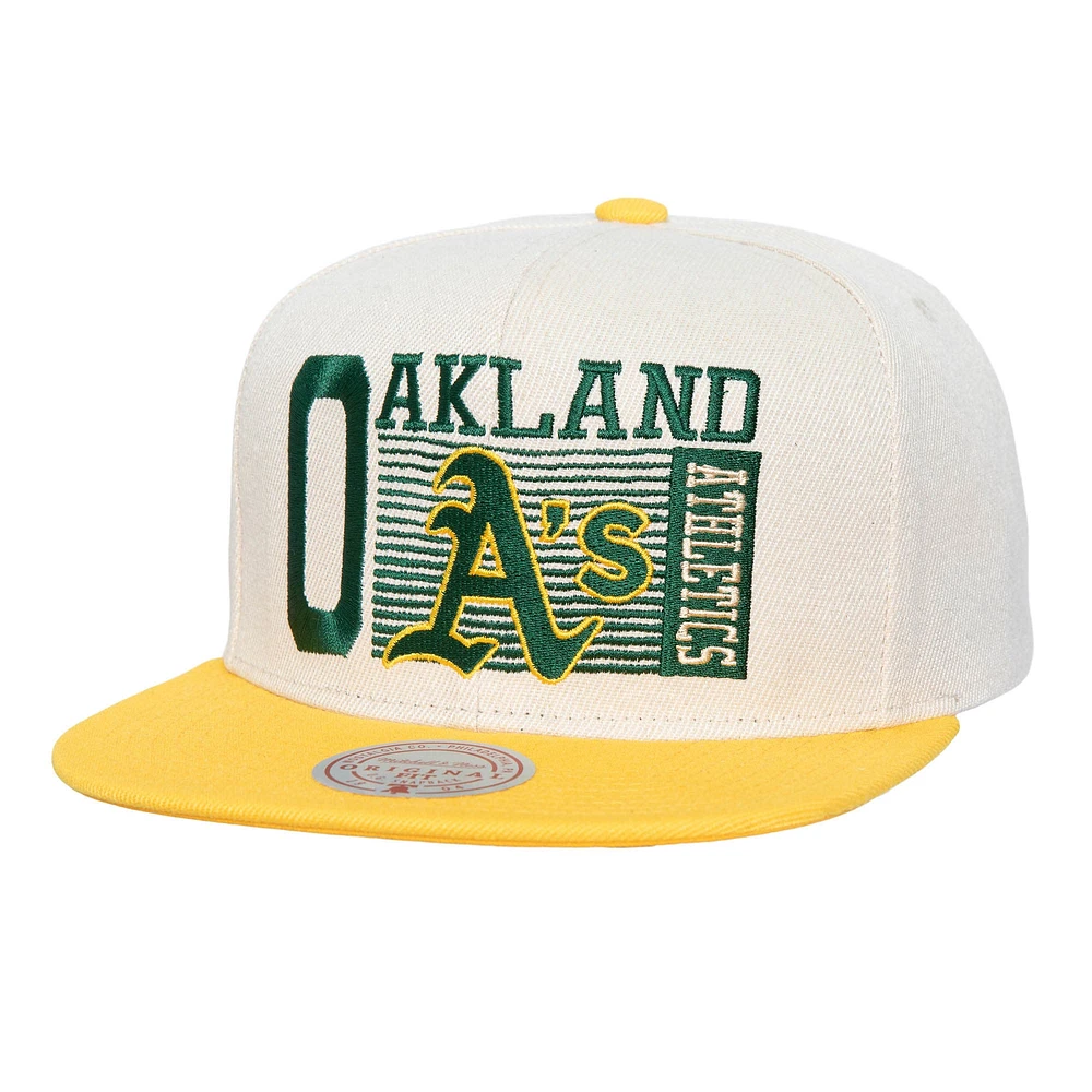 Casquette snapback Speed ​​Zone de la collection Cooperstown des Oakland Athletics de Mitchell & Ness pour homme, couleur crème