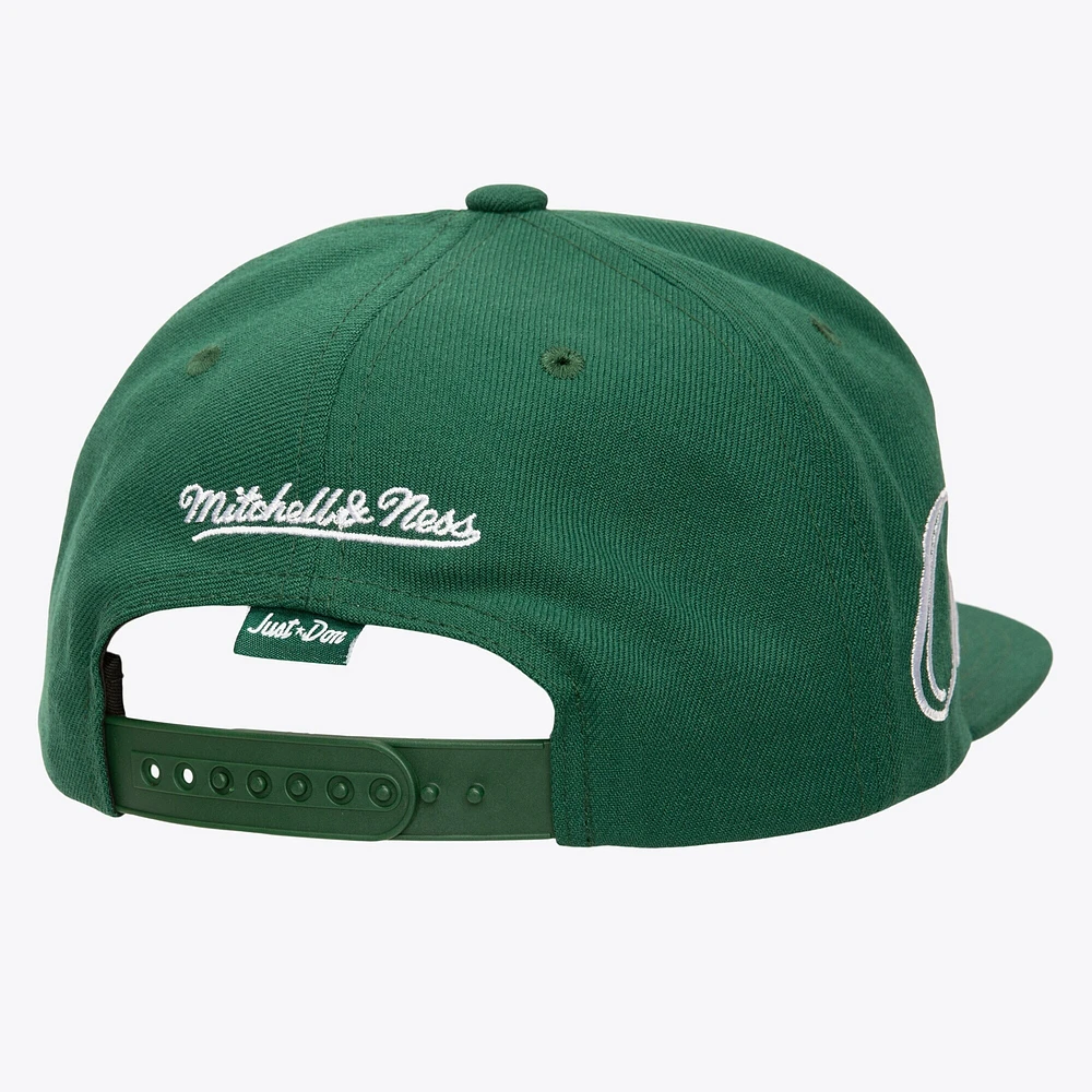 Men's Mitchell & Ness Green Oakland Athletics Just Don x MLB Lux Script Snapback Hat