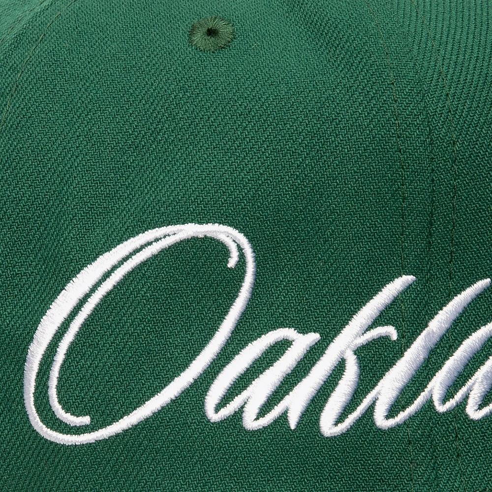 Casquette snapback Just Don x MLB Lux Script pour homme, Mitchell & Ness, Oakland Athletics, verte