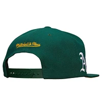 Casquette snapback verte pour homme avec logo de l'équipe des Oakland Athletics de Mitchell & Ness