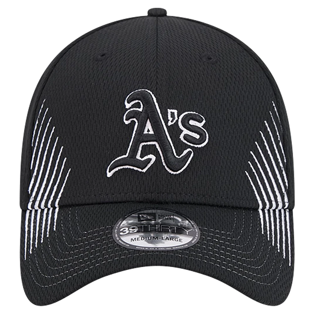 Casquette Active Dash Mark 39THIRTY Flex noire des Oakland Athletics de New Era pour homme