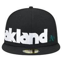 Casquette ajustée 59FIFTY à damier Oakland Athletics noire New Era pour homme