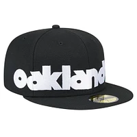 Casquette ajustée 59FIFTY à damier Oakland Athletics noire New Era pour homme