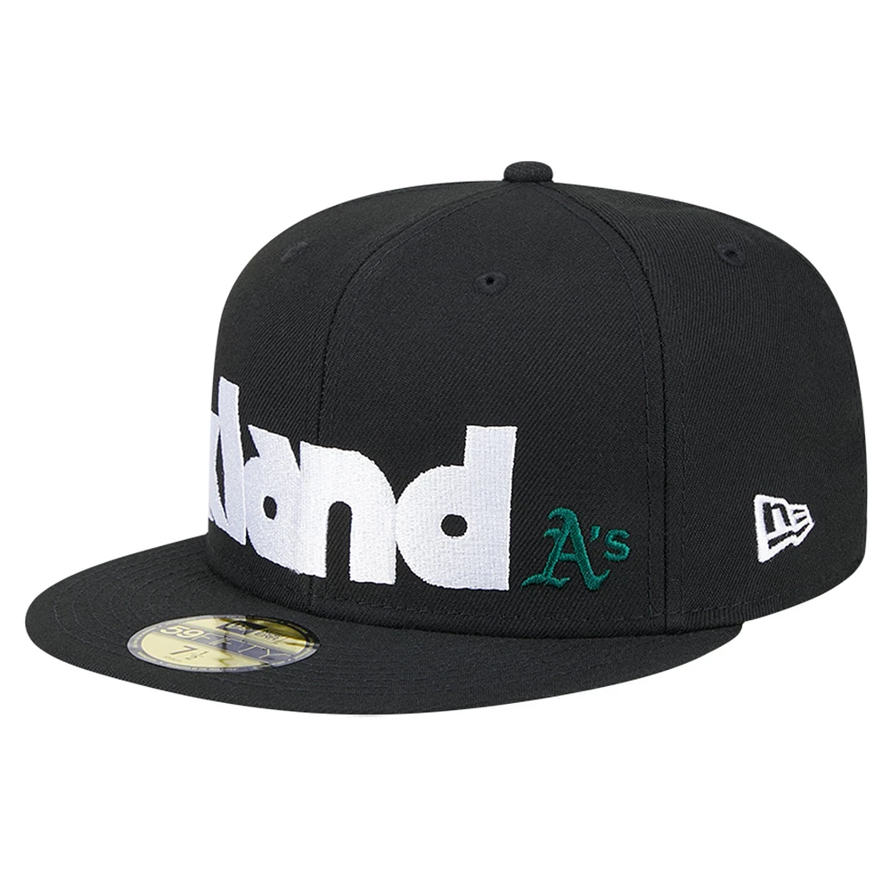 Casquette ajustée 59FIFTY à damier Oakland Athletics noire New Era pour homme