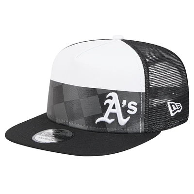 Men's New Era Black Oakland Athletics Checkmate Trucker 9FIFTY Snapback Hat